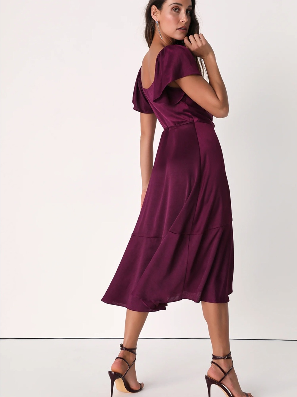Serene Sight Plum Purple Midi Wrap Dress - Picture 2 of 9